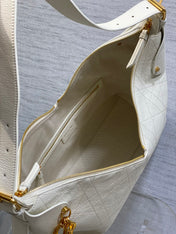 DIOR 25S VOYAGE BAG 34 IN IVORY FLAT MACROCANNAGE GRAINED CALFSKIN