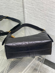 DIOR 25S VOYAGE BAG 34 IN BLACK FLAT MACROCANNAGE GRAINED GLOSSY CALFSKIN
