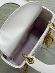 DIOR 25S MINI LADY DIOR BAG 17 IN LILAC CALFSKIN CHARM CRYSTAL EMBELLISHMENTS