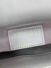 DIOR 25S MINI LADY DIOR BAG 17 IN LILAC CALFSKIN CHARM CRYSTAL EMBELLISHMENTS