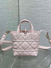 DIOR 25S TOUJOURS VERTICAL TOTE BAG 18 IN LIGHT PINK CALFSKIN WITH CHARM BRACELET STRAP