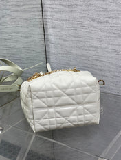 DIOR 25S TOUJOURS VERTICAL TOTE BAG 18 IN IVORY CALFSKIN WITH CHARM BRACELET STRAP