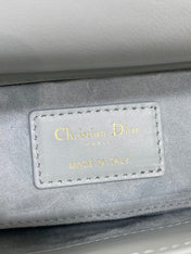 DIOR 25S SMALL LADY D‑JOY BAG 22 IN SHIRT BLUE CALFSKIN GOLD HARDWARE