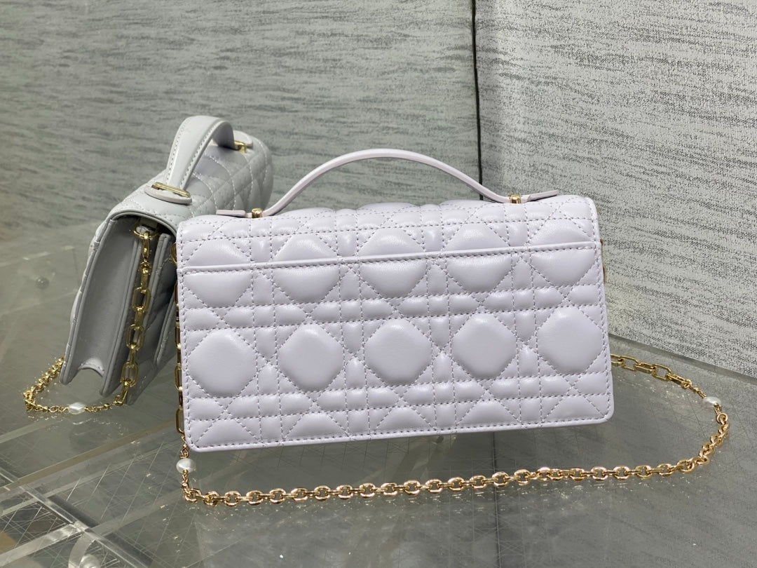 DIOR 25S DIOR TALK PHONE POUCH 21 IN PALE LILAC CALFSKIN GOLD HARDWARE