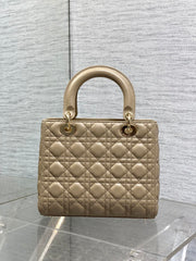 DIOR 25S MEDIUM LADY BAG 24 IN POWDER BEIGE CALFSKIN GOLD HARDWRE