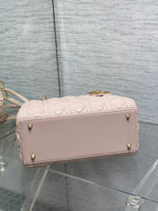 DIOR 25S MEDIUM LADY BAG 24 IN PINK CALFSKIN GOLD HARDWARE