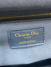 DIOR 25S MEDIUM LADY BAG 24 IN DEEP OCEAN BLUE CALFSKIN GOLD HARDWARE