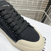 JANE SNEAKERS LOW LACE-UP WITH TRIOMPHE PATCH IN CANVAS AND CALFSKIN BLACK