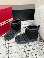 VIV' UP ANKLE BOOTS IN BLACK TECHNICAL FABRIC FLEECE LINING