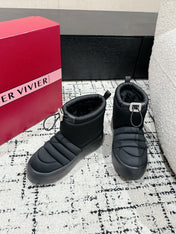 VIV' UP ANKLE BOOTS IN BLACK TECHNICAL FABRIC FLEECE LINING