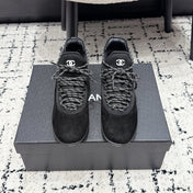 CHANEL 26S LACE-UP SNEAKERS IN BLACK SUEDE