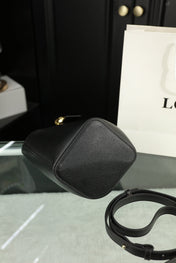 LOE MINI 19 PEBBLE BUCKET IN BLACK MELLOW CALFSKIN