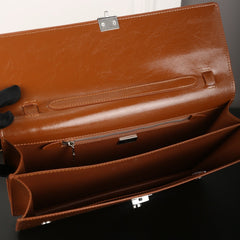 WORK BRIEFCASE 33 IN BROWN SHINY SMOOTH CALFSKIN