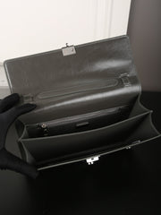 WORK BRIEFCASE 33 IN CHARCOAL GREY SHINY SMOOTH CALFSKIN