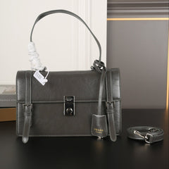 WORK BRIEFCASE 33 IN CHARCOAL GREY SHINY SMOOTH CALFSKIN