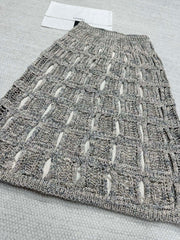 CC 25 Hollow Knitted Skirt Gray Cotton
