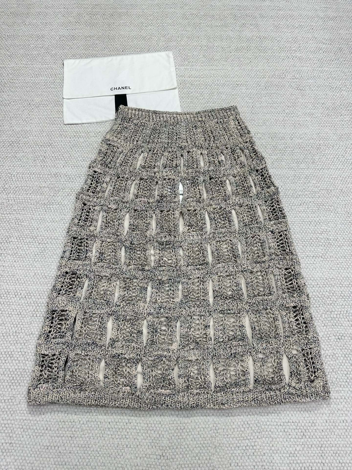 CC 25 Hollow Knitted Skirt Gray Cotton