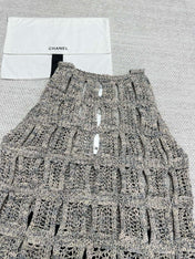CC 25 Hollow Knitted Vest Gray Cotton