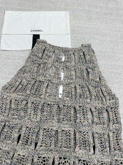 CC 25 Hollow Knitted Vest Gray Cotton