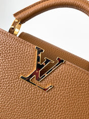LV 25S CAPUCINES BAG 27 IN TAN CALFSKIN GOLD HARDWARE
