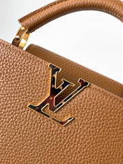 LV 25S CAPUCINES BAG 27 IN TAN CALFSKIN GOLD HARDWARE