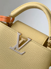 LV 25S CAPUCINES BAG 21 IN YELLOW CALFSKIN GOLD HARDWARE