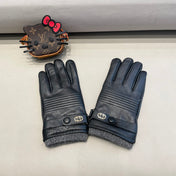 TOUCHSCREEN GLOVES IN BLACK LAMBSKIN MIX WOOL 327782