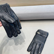 TOUCHSCREEN GLOVES IN BLACK LAMBSKIN MIX WOOL 327782