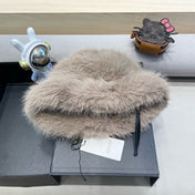 BUCKET HAT IN KHAKI BROWN FOX FUR 404749