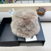 BUCKET HAT IN KHAKI BROWN FOX FUR 404749