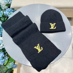 SET SCARF AND HAT IN BLACK WOOL 406533