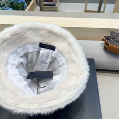 FISHERMAN HAT IN ECRU BEIGE MIX WHITE WOOL AND RABBIT FUR 409758