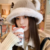 FISHERMAN HAT IN ECRU BEIGE MIX WHITE WOOL AND RABBIT FUR 409758