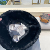 FISHERMAN HAT IN WHITE MIX BLACK WOOL AND RABBIT FUR 409759