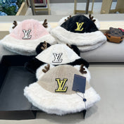 FISHERMAN HAT IN PINK MIX WHITE WOOL AND RABBIT FUR 409760