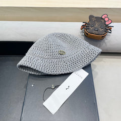 KNITTED BUCKET HAT IN STEEL GRAY WOOL 413396