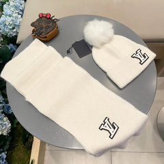 SET SCARF AND HAT IN WHITE WOOL AND FOX FUR 414791