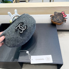 BERET HAT IN RHINO GRAY COTTON AND LINEN 417831