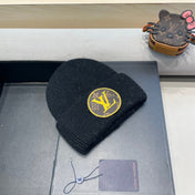 KNITTED BEANIE HAT IN BLACK WOOL AND RABBIT FUR 417754