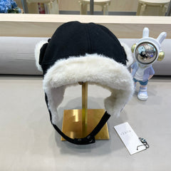 TRAPPER HAT IN BLACK SUEDE AND FLEECE 417777