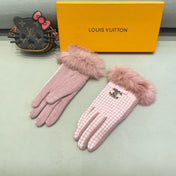 GLOVES IN PASTEL PINK MIX WHITE WOOL AND RABBIT FUR 417181