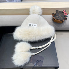 BEANIE HAT IN WHITE WOOL AND COTTON 419746