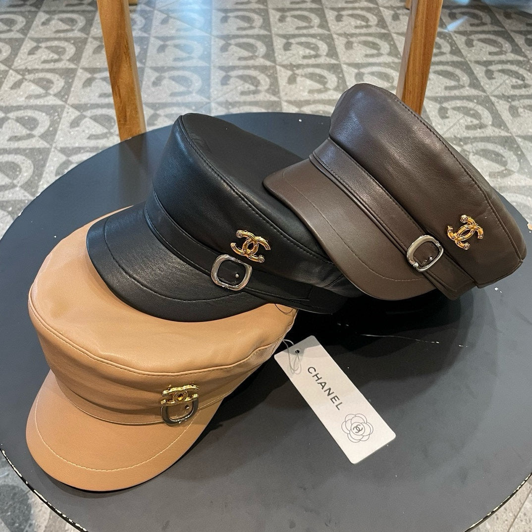 NEWSBOY CAP IN CHOCOLATE BROWN CALFSKIN 421105