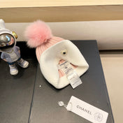 BEANIE HAT IN BABY PINK MIX WHITE WOOL 421051