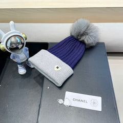 BEANIE HAT IN BERRY BLUE MIX LIGHT GRAY WOOL 421052