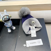 BEANIE HAT IN BERRY BLUE MIX LIGHT GRAY WOOL 421052