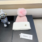 BEANIE HAT IN BABY PINK MIX WHITE WOOL 421051