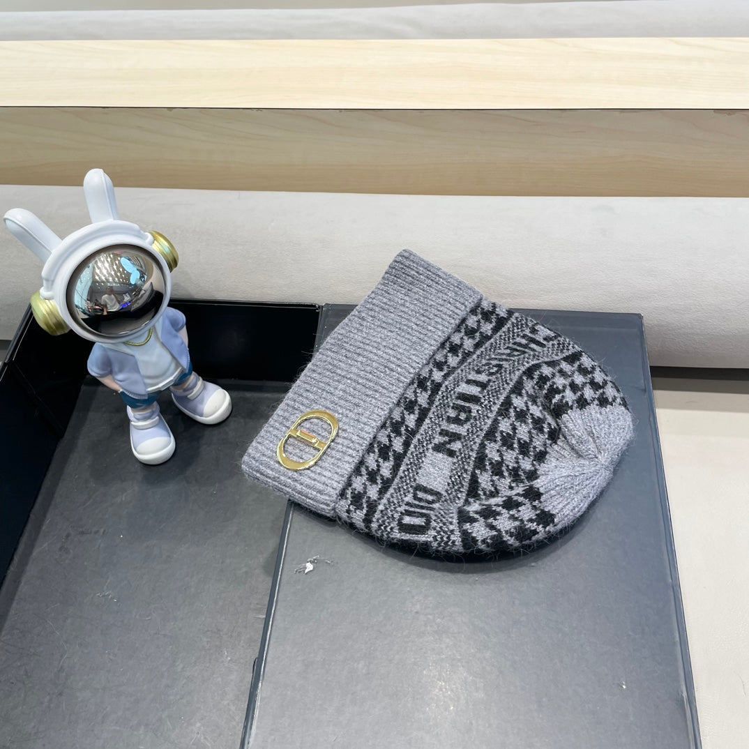 KNITTED BEANIE HAT IN GRAY CASHMERE WOOL 422482