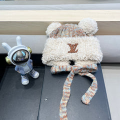 KNITTED BEANIE HAT IN COLORFUL WOOL WITH CUTE BEAR EARS 422497