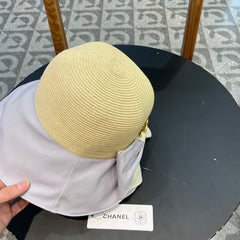 BOW BUCKET HAT IN PALE PURPLE MIX BEIGE RAFFIA 426169